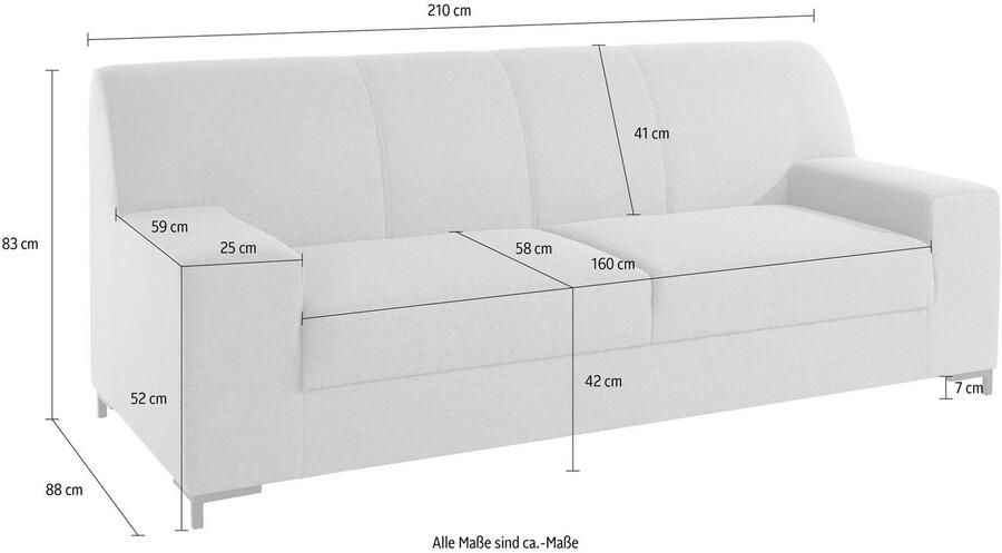 DOMO collection 2-zitsbank Ledas kubisch en comfortabel platte armleuningen elegante voet - Foto 3