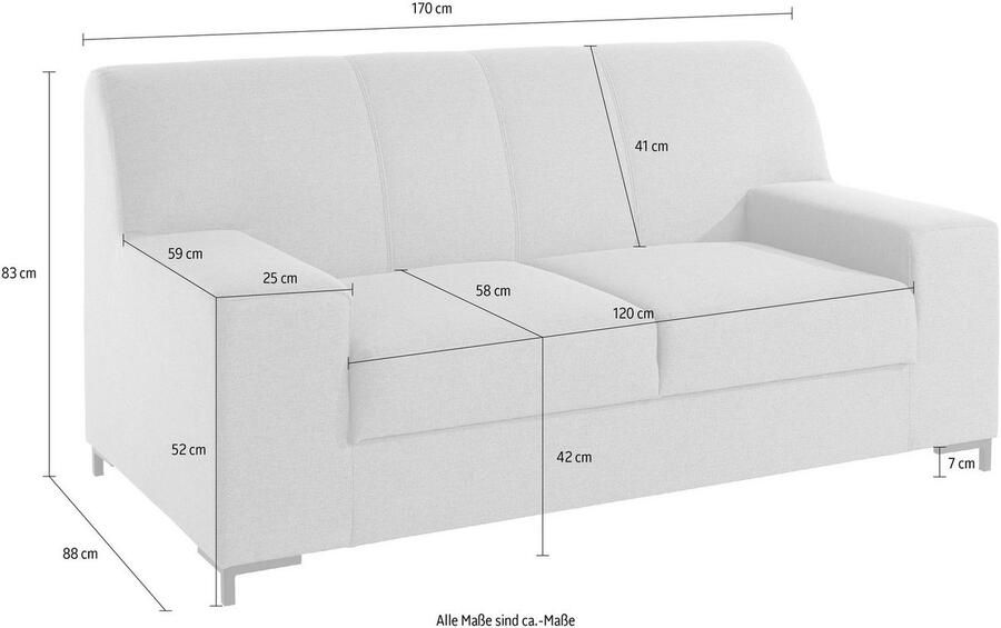 DOMO collection 2-zitsbank Ledas kubisch en comfortabel platte armleuningen elegante voet - Foto 4