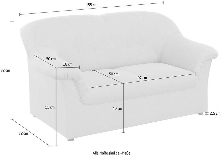 DOMO collection 2-zitsbank Pegnitz voor kleine ruimtes breedte 155 cm - Foto 4