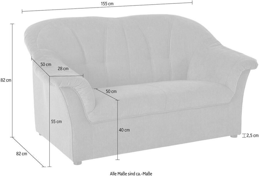 DOMO collection 2-zitsbank Pegnitz voor kleine ruimtes breedte 155 cm