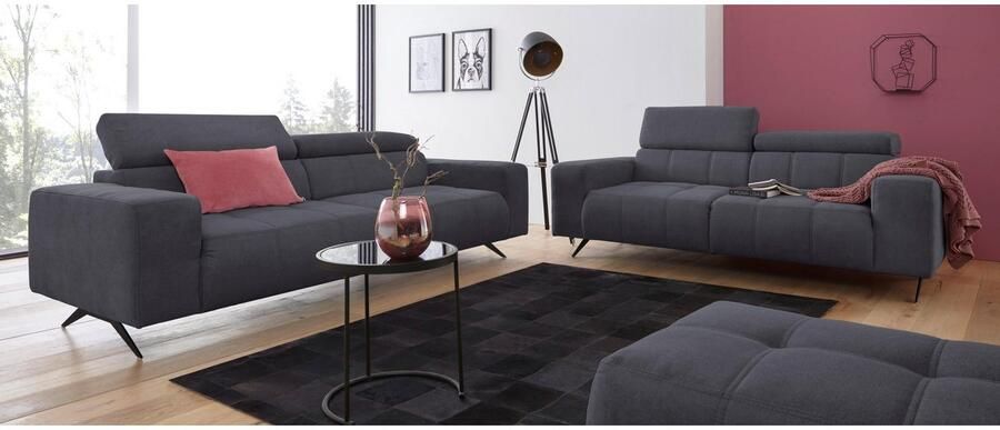 DOMO collection 2-zitsbank Trento met sledevoet of enkele voet keuze met hoofdeinde verstelbaar en in twee maten verkrijgbaar - Foto 3
