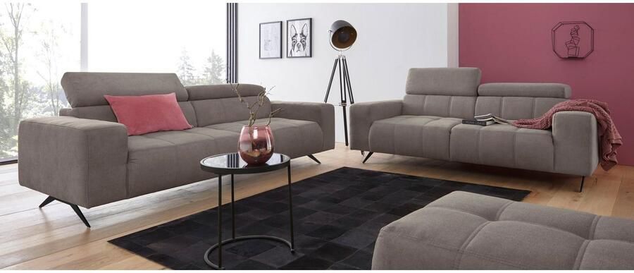 DOMO collection 2-zitsbank Trento met sledevoet of enkele voet keuze met hoofdeinde verstelbaar en in twee maten verkrijgbaar - Foto 6