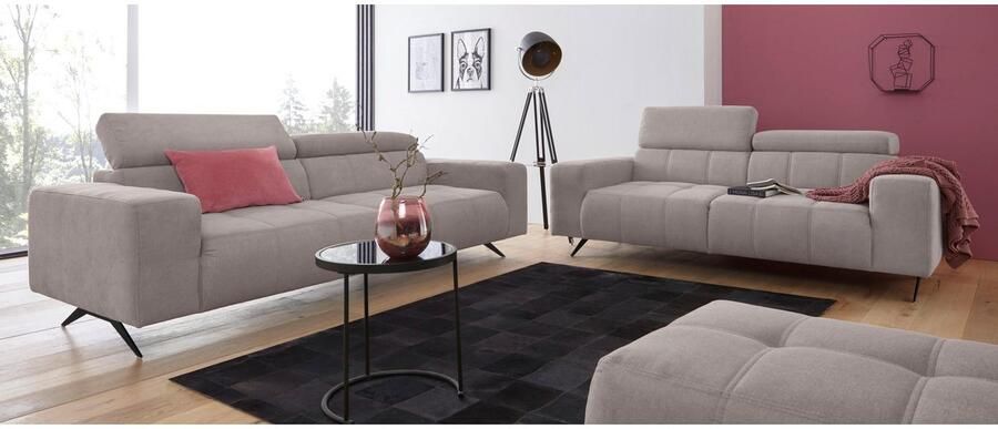 DOMO collection 2-zitsbank Trento met sledevoet of enkele voet keuze met hoofdeinde verstelbaar en in twee maten verkrijgbaar - Foto 7