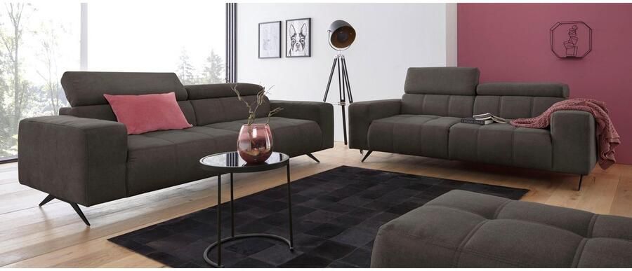 DOMO collection 2-zitsbank Trento met sledevoet of enkele voet keuze met hoofdeinde verstelbaar en in twee maten verkrijgbaar - Foto 4