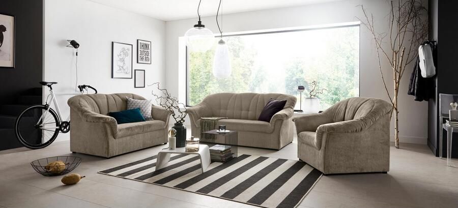 DOMO collection 3-zitsbank Pegnitz voor kleine ruimtes breedte 185cm tijdloos elegante armleuningen comfortabel - Foto 5
