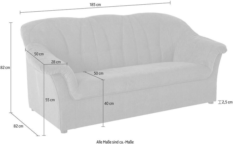 DOMO collection 3-zitsbank Pegnitz voor kleine ruimtes breedte 185cm tijdloos elegante armleuningen comfortabel - Foto 4