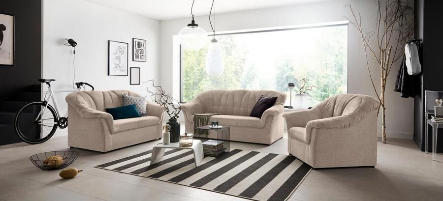 DOMO collection 3-zitsbank Pegnitz voor kleine ruimtes breedte 185cm tijdloos elegante armleuningen comfortabel - Foto 5