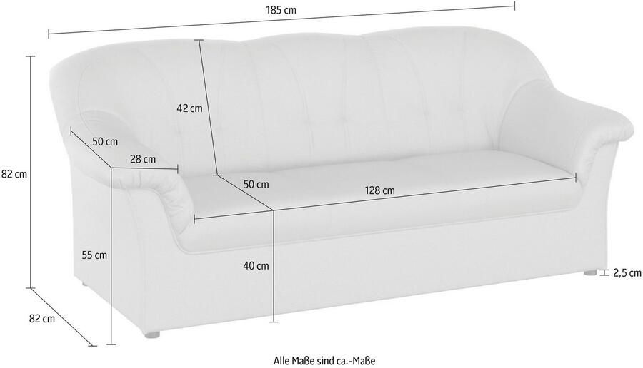 DOMO collection 3-zitsbank Pegnitz voor kleine ruimtes breedte 185cm tijdloos elegante armleuningen comfortabel - Foto 5