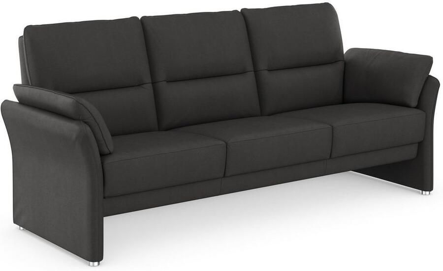 DOMO collection 3-zitsbank Pina smalle armleuningen met bonellvering compact & elegant Hoge zitcomfort luxe microvezel leerlook grijs breedte 219 cm - Foto 3