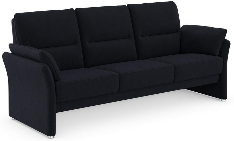 DOMO collection 3-zitsbank Pina smalle armleuningen met bonellvering compact & elegant Hoge zitcomfort luxe microvezel leerlook grijs breedte 219 cm - Foto 4