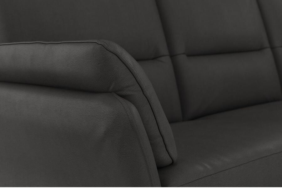 DOMO collection 3-zitsbank Pina smalle armleuningen met bonellvering compact & elegant Hoge zitcomfort luxe microvezel leerlook grijs breedte 219 cm - Foto 3