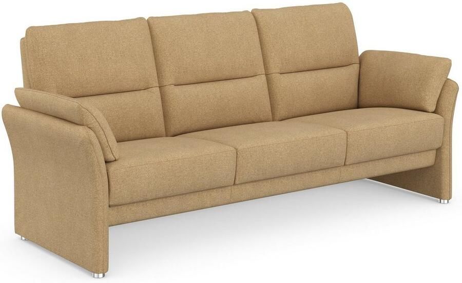 DOMO collection 3-zitsbank Pina smalle armleuningen met bonellvering compact & elegant Hoge zitcomfort luxe microvezel leerlook grijs breedte 219 cm - Foto 4