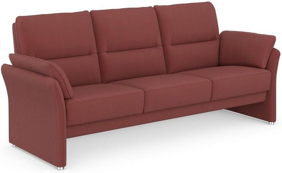 DOMO collection 3-zitsbank Pina smalle armleuningen met bonellvering compact & elegant Hoge zitcomfort luxe microvezel leerlook grijs breedte 219 cm - Foto 4