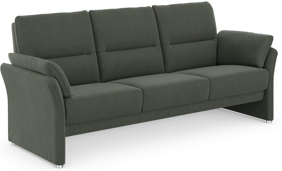 DOMO collection 3-zitsbank Pina smalle armleuningen met bonellvering compact & elegant Hoge zitcomfort luxe microvezel leerlook grijs breedte 219 cm - Foto 4