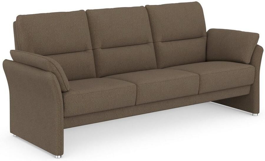 DOMO collection 3-zitsbank Pina smalle armleuningen met bonellvering compact & elegant Hoge zitcomfort luxe microvezel leerlook grijs breedte 219 cm - Foto 3