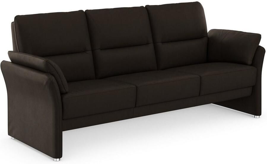 DOMO collection 3-zitsbank Pina smalle armleuningen met bonellvering compact & elegant Hoge zitcomfort luxe microvezel leerlook grijs breedte 219 cm - Foto 4