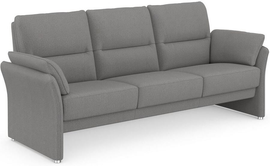 DOMO collection 3-zitsbank Pina smalle armleuningen met bonellvering compact & elegant Hoge zitcomfort luxe microvezel leerlook grijs breedte 219 cm - Foto 4