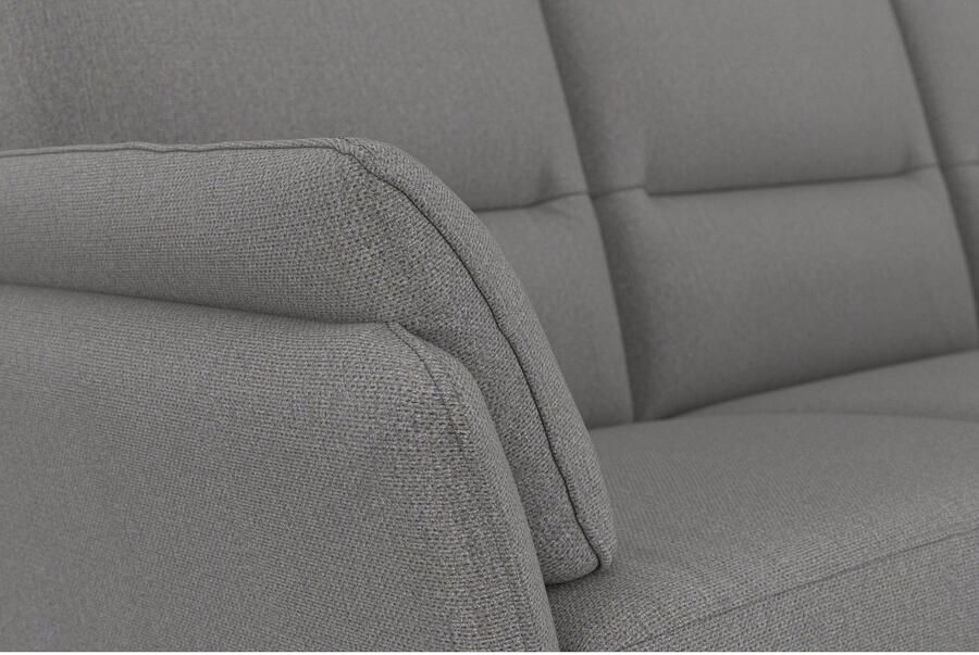 DOMO collection 3-zitsbank Pina smalle armleuningen met bonellvering compact & elegant Hoge zitcomfort luxe microvezel leerlook grijs breedte 219 cm - Foto 3