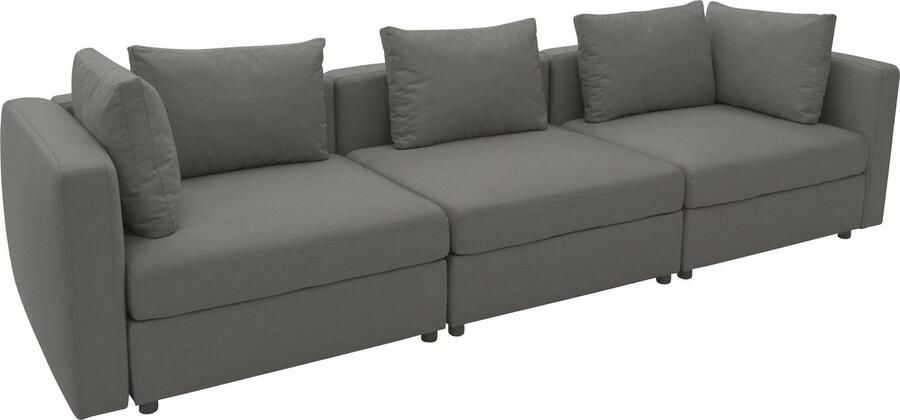 DOMO collection 3-zitsbank Solskin individueel uitbreidbaar combineerbaar met losse kussens. rug- en zijpanelen als steeksysteem.