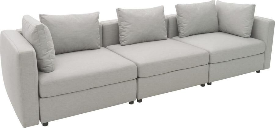 DOMO collection 3-zitsbank Solskin individueel uitbreidbaar combineerbaar met losse kussens. rug- en zijpanelen als steeksysteem.