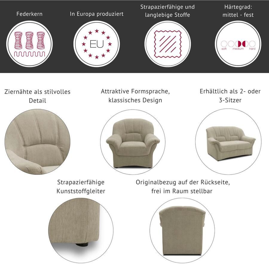 DOMO collection Fauteuil Bahia tijdloos elegant met comfortabele armleuningen (set) - Foto 2