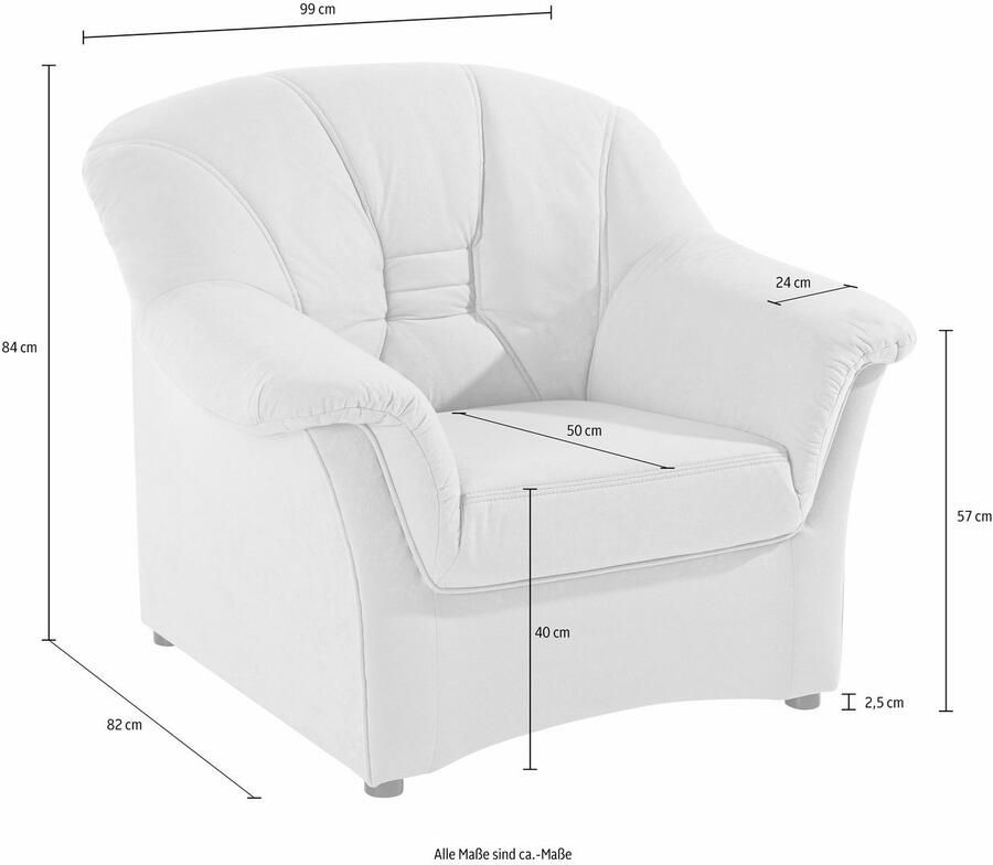 DOMO collection Fauteuil Elva tijdloze vormentaal elegante rugstikking (set)