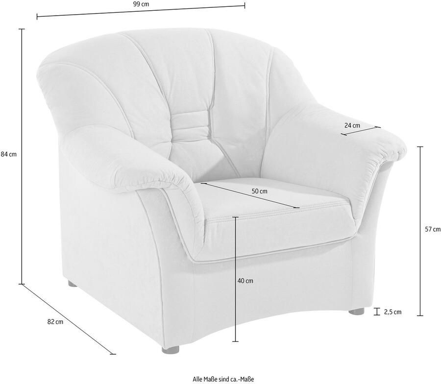 DOMO collection Fauteuil Elva tijdloze vormentaal elegante rugstikking (set)