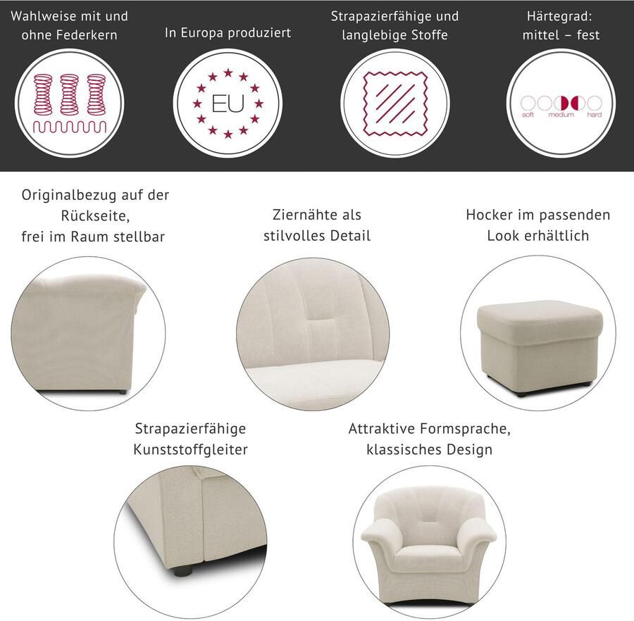 DOMO collection Fauteuil Flores naar keuze met binnenvering (niet bij microvezel primabelle -structuur) - Foto 2