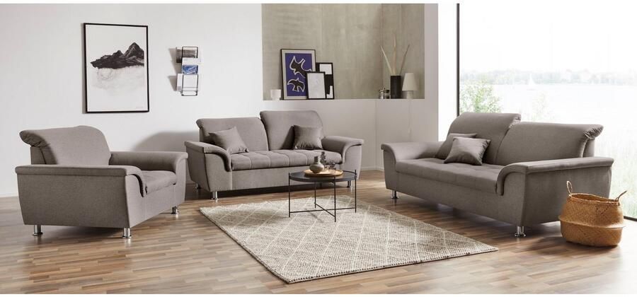 DOMO collection 2 5-zitsbank Franzi tijdloos en elegant moderne zittingstikking naar keuze met verstelbare hoofdsteun inclusief sierkussen - Foto 5