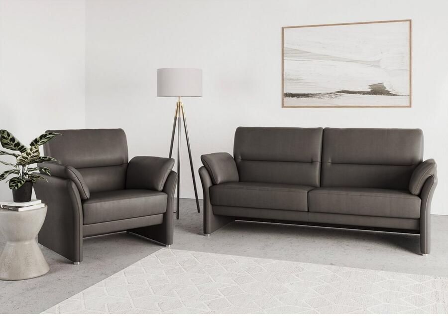 DOMO collection 2 5-zits Pina smalle armleuningen met bonellvering compact & elegant Hoge zitcomfort luxe microvezel leerlook rood breedte 199 cm - Foto 2