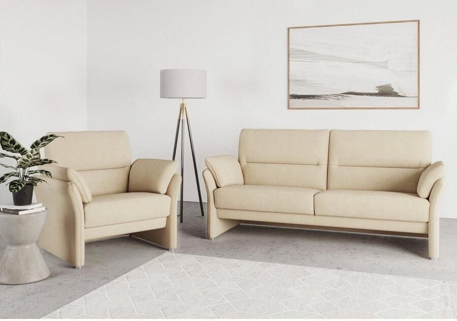 DOMO collection 2 5-zits Pina smalle armleuningen met bonellvering compact & elegant Hoge zitcomfort luxe microvezel leerlook rood breedte 199 cm - Foto 2