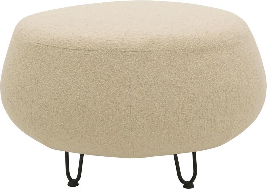 DOMO collection Hocker Poika op hoge poten Ronde en mooie poef bekleding van imitatiebont diameter 78 cm - Foto 2
