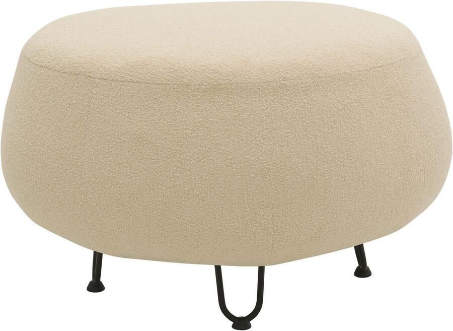 DOMO collection Hocker Poika op hoge poten Ronde en mooie poef bekleding van imitatiebont diameter 78 cm