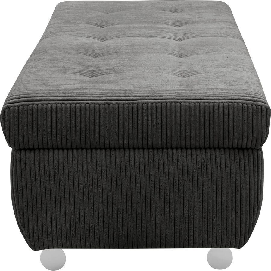 DOMO collection Hocker Treviso XXL: B D H: 161 60 41 cm met opbergruimte ook in ribfluweel passend bij de serie modern quiltwerk - Foto 2