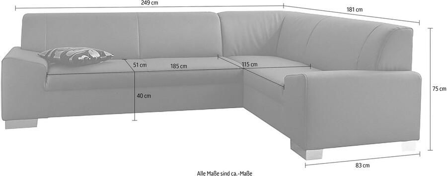 DOMO collection Hoekbank Alisson tijdloos ontwerp platte armleuningen L-vorm