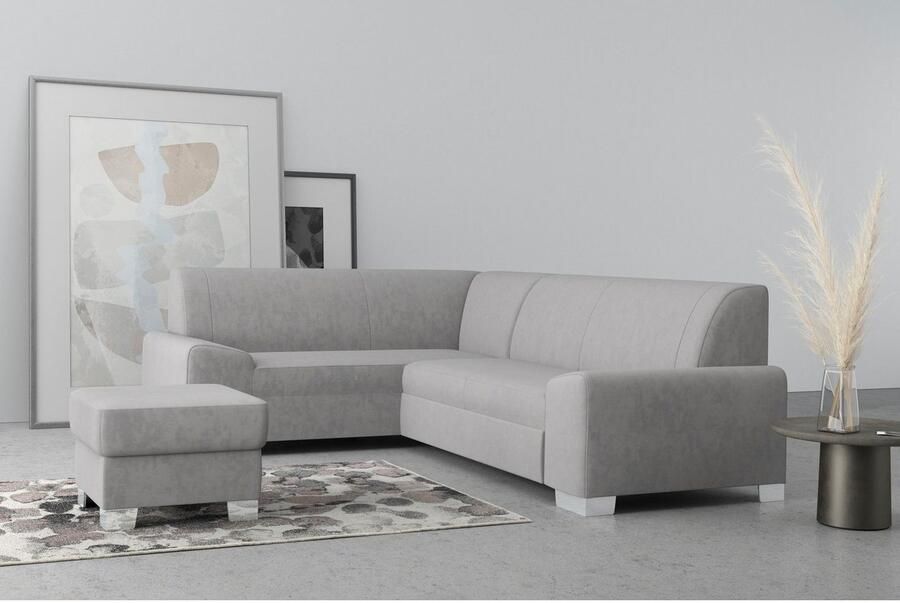 DOMO collection Hoekbank Anzio in kubistische vormtaal platte armleuningen L-vorm Naar keuze met bedfunctie en binnenvering voor hoog zitcomfort - Foto 2