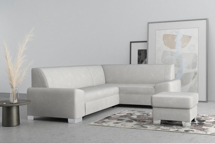 DOMO collection Hoekbank Anzio in kubistische vormtaal platte armleuningen L-vorm Naar keuze met bedfunctie en binnenvering voor hoog zitcomfort - Foto 3