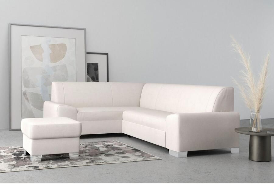 DOMO collection Hoekbank Anzio in kubistische vormtaal platte armleuningen L-vorm Naar keuze met bedfunctie en binnenvering voor hoog zitcomfort - Foto 3