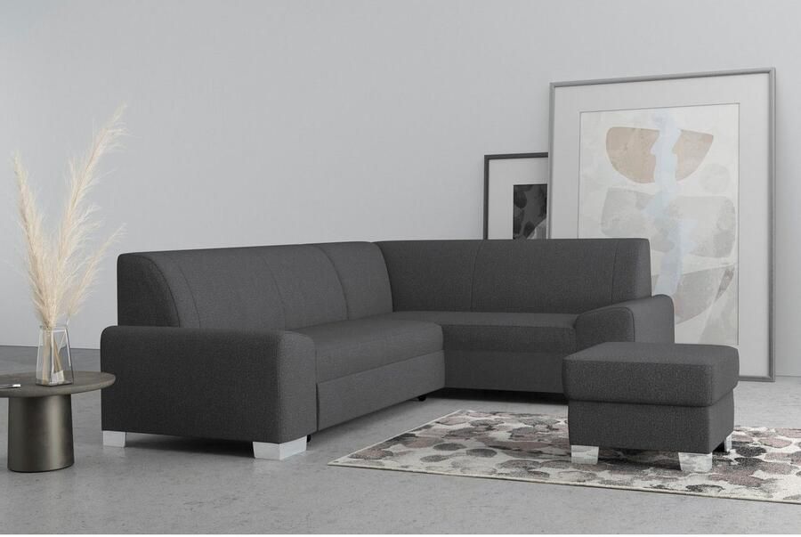DOMO collection Hoekbank Anzio in kubistische vormtaal platte armleuningen L-vorm Naar keuze met bedfunctie en binnenvering voor hoog zitcomfort - Foto 3