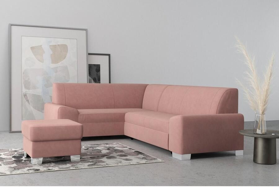 DOMO collection Hoekbank Anzio in kubistische vormtaal platte armleuningen L-vorm Naar keuze met bedfunctie en binnenvering voor hoog zitcomfort - Foto 3