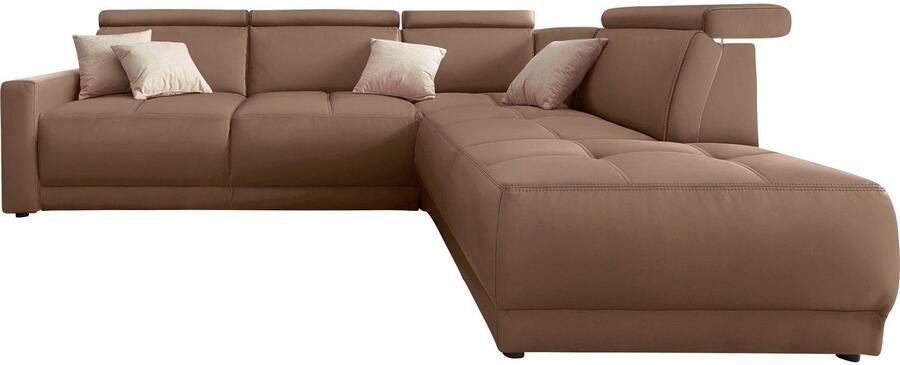 DOMO collection Hoekbank Ava moderne zitstiksels met mooie dubbele naad comfortabel L-vorm met ottomane inclusief veren optioneel met hoofdeinde verstellingen - Foto 2
