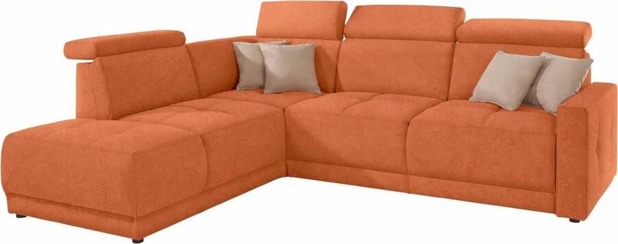 DOMO collection Hoekbank Ava moderne zitstiksels met mooie dubbele naad comfortabel L-vorm met ottomane inclusief veren optioneel met hoofdeinde verstellingen - Foto 6