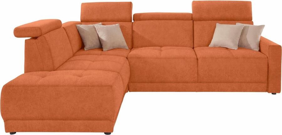 DOMO collection Hoekbank Ava moderne zitstiksels met mooie dubbele naad comfortabel L-vorm met ottomane inclusief veren optioneel met hoofdeinde verstellingen - Foto 3
