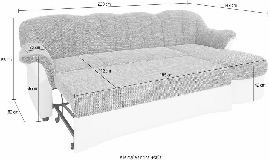 DOMO collection Hoekbank Flores slaapbank B D H: 233 142 86 cm L-vorm naar keuze met slaapfunctie naar keuze met binnenvering ook in leer - Foto 2