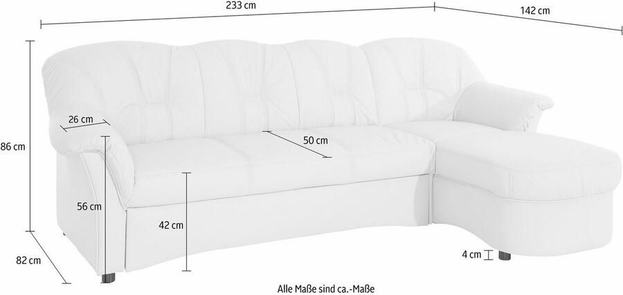 DOMO collection Hoekbank Flores slaapbank B D H: 233 142 86 cm L-vorm naar keuze met slaapfunctie naar keuze met binnenvering ook in leer - Foto 3