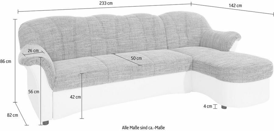 DOMO collection Hoekbank Flores slaapbank B D H: 233 142 86 cm L-vorm naar keuze met slaapfunctie naar keuze met binnenvering ook in leer - Foto 3