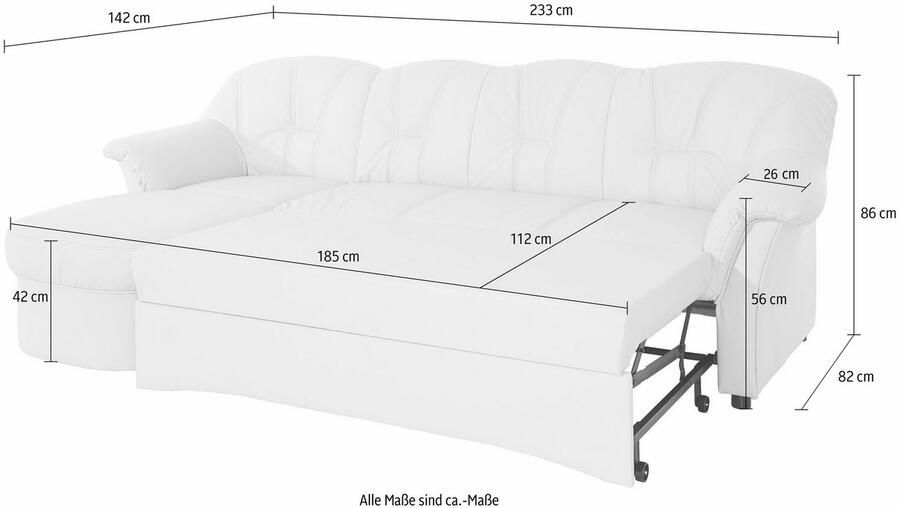 DOMO collection Hoekbank Flores slaapbank B D H: 233 142 86 cm L-vorm naar keuze met slaapfunctie naar keuze met binnenvering ook in leer - Foto 8