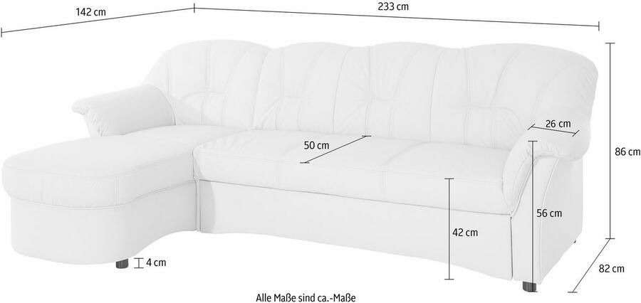 DOMO collection Hoekbank Flores slaapbank B D H: 233 142 86 cm L-vorm naar keuze met slaapfunctie naar keuze met binnenvering ook in leer - Foto 3