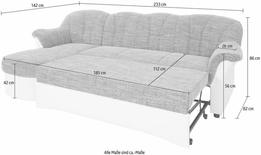 DOMO collection Hoekbank Flores slaapbank B D H: 233 142 86 cm L-vorm naar keuze met slaapfunctie naar keuze met binnenvering ook in leer - Foto 2