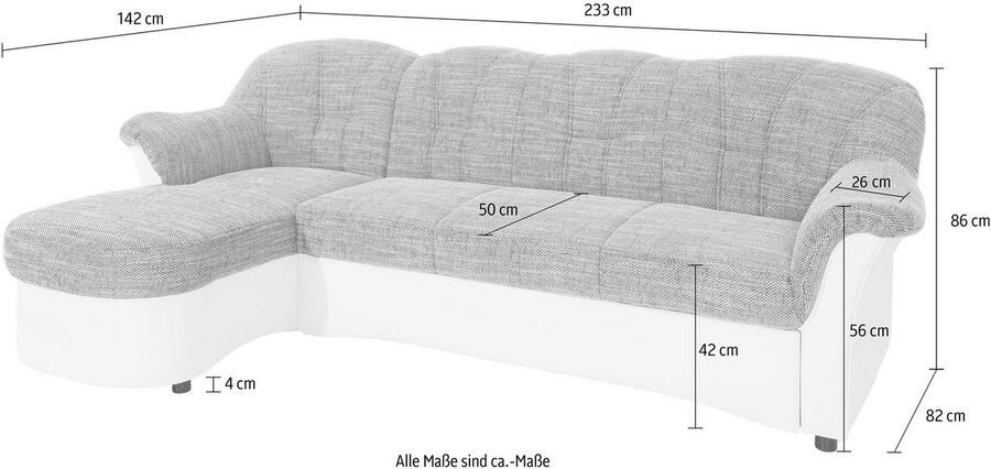DOMO collection Hoekbank Flores slaapbank B D H: 233 142 86 cm L-vorm naar keuze met slaapfunctie naar keuze met binnenvering ook in leer - Foto 7